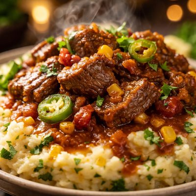 Image of Tex Mex Beef Pot Roast with Corn Chipotle Cilantro Mashed Potato