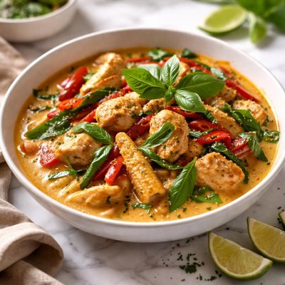 Image of Thai Basil Chicken in Coconut Curry Sauce