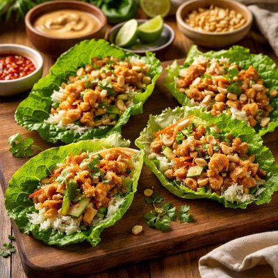 Image of Thai Chicken and Rice Lettuce Wraps