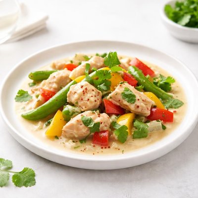 Image of Thai Chicken Stir Fry with Coconut Milk and Cilantro