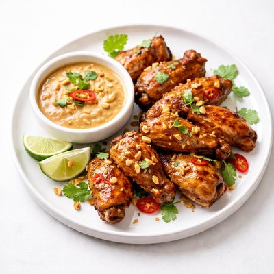 Image of Thai Chicken Wings with Peanut Dipping Sauce