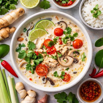 Image of Thai Coconut Ginger Soup or Tom Kha Gai