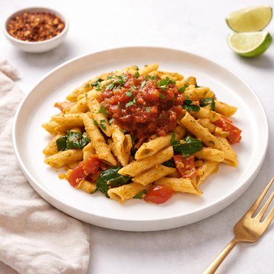 Image of Thai Curry Penne with Ginger Tomato Chutney