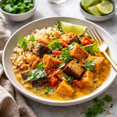 Image of Thai Eggplant Kumara Curry with Barley Low Gi