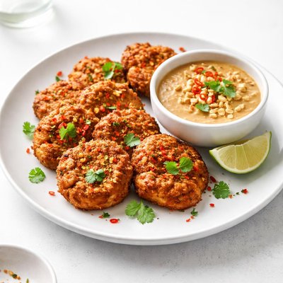 Image of Thai Fish Cakes with Hot Peanut Dip