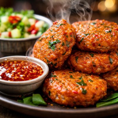 Image of Thai Fishcakes with Sweet Chilli Sauce and Cucumber Relish