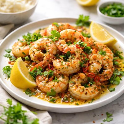 Image of Thai Garlic Shrimp with Lemon Coriander Sauce