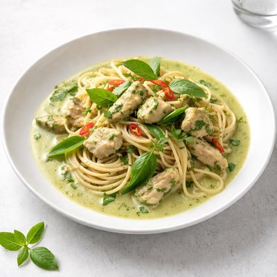 Image of Thai Green Chicken Curry with Spaghetti