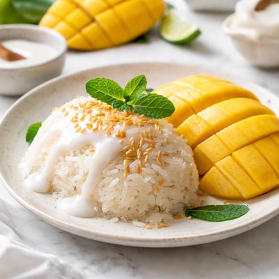 Image of Thai Mango Sticky Sweet Rice Dessert