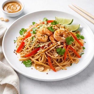 Image of Thai Noodle Delight with Sweet Spicy Peanut Sauce
