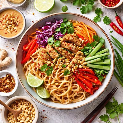 Image of Thai Noodles with Spicy Peanut Sauce