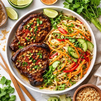 Image of Thai Pork Chops and Sesame Noodles