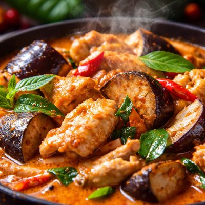 Image of Thai Red Curry Chicken and Eggplant Aubergine