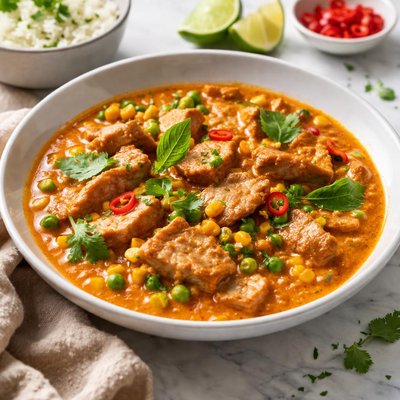 Image of Thai Red Pork Curry with Corn and Peas