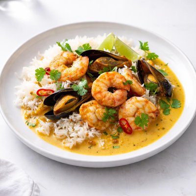 Image of Thai Seafood Curry Over Coconut Jasmine Rice