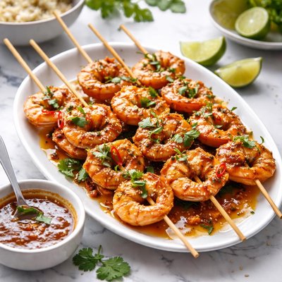 Image of Thai Shrimp Kabobs with Hot Ginger Sauce