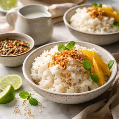 Image of Thai Sticky Rice with Nam Pla and Coconut Milk