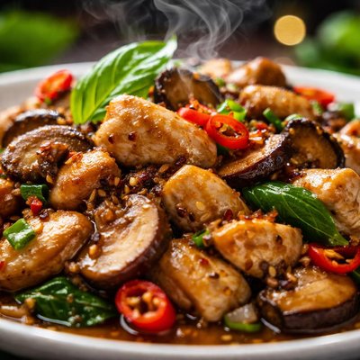 Image of Thai Stir Fried Chicken with Mushrooms