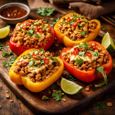 Image of Thai Style Chicken Stuffed Bell Peppers