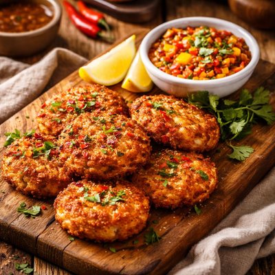 Image of Thai Style Crab Cakes with Sweet Thai Chile Salsa