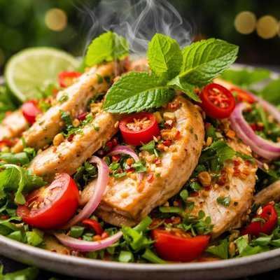Image of Thai Style Warm Chicken Salad with Chilli Mint Lime