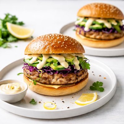 Image of Thai Tuna Burgers with Ginger Lemon Mayonnaise