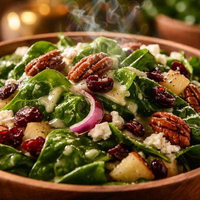 Image of Thanksgiving Spinach Salad Sweet Onion Dressing