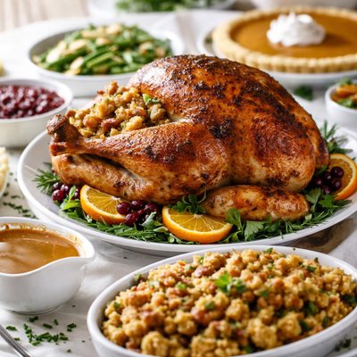 Image of Thanksgiving Turkey and Stuffing Dinner