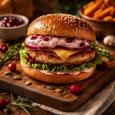 Image of Thanksgiving Turkey Burger with Cranberry Mayo