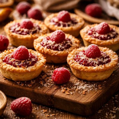 Image of The Best and Easiest Raspberry Coconut Jam Tarts Ever