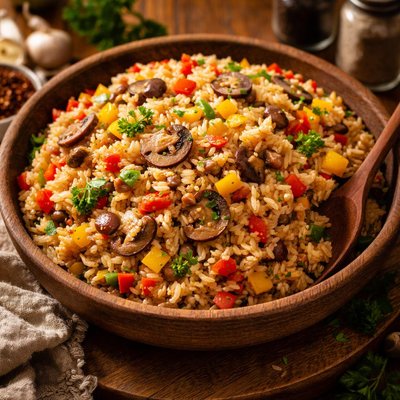 Image of The Best Bell Pepper and Mushroom Rice Pilaf