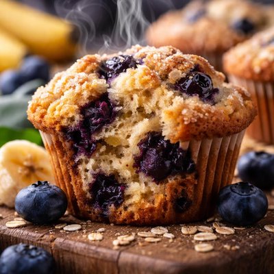 Image of The Best Blueberry Banana Muffins