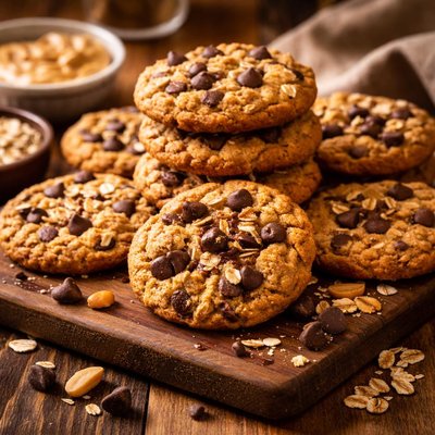 Image of The Best Peanut Butter Oatmeal Chocolate Chip Cookies