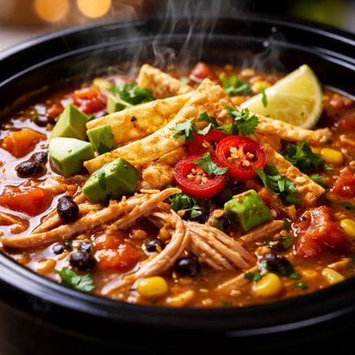 Image of The Easiest and Best Crock Pot Chicken Tortilla Soup