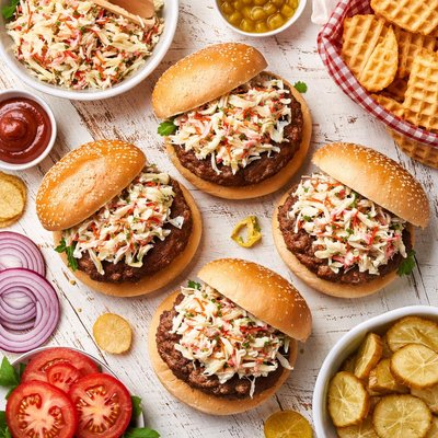 Image of The Famous Pool Room Coleslaw Burgers