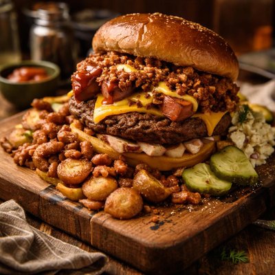 Image of The Garbage Plate Burger Version