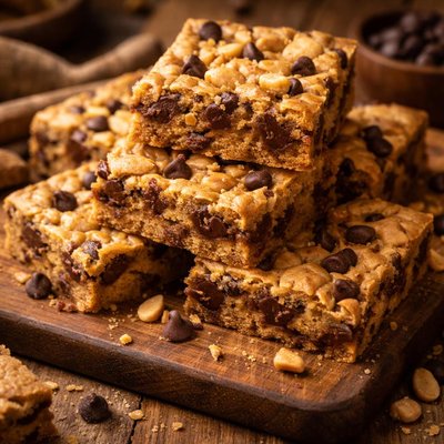 Image of Thick and Chewy Peanut Butter Chocolate Chip Bars