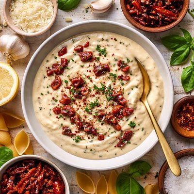 Image of Thick Bechamel Sauce with Parmesan and Sun Dried Tomatoes