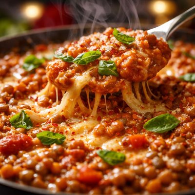 Image of Thick Cheesy Tomato Lentil Pasta Sauce