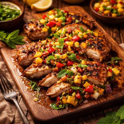 Image of Thigh Steaks in Fruity Mint Salsa