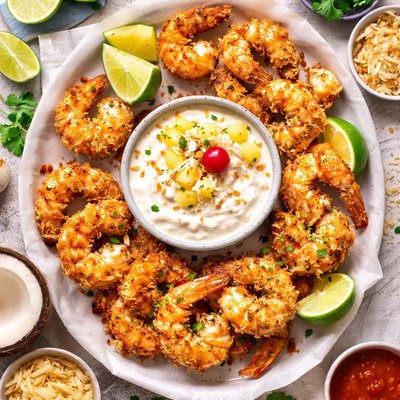 Image of Thomas Family Baked Coconut Shrimp with Pina Colada Dip