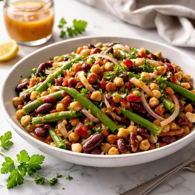 Image of Three Bean Salad with Sweet and Sour Apricot Dressing