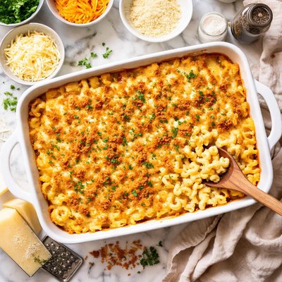 Image of Three Cheese Baked Macaroni and Cheese