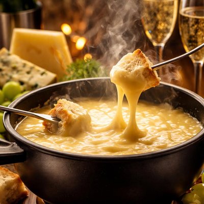 Image of Three Cheese Fondue with Champagne