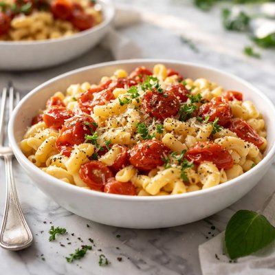Image of Three Cheese Macaroni and Tomatoes