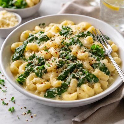Image of Three Cheese Macaroni with Spinach