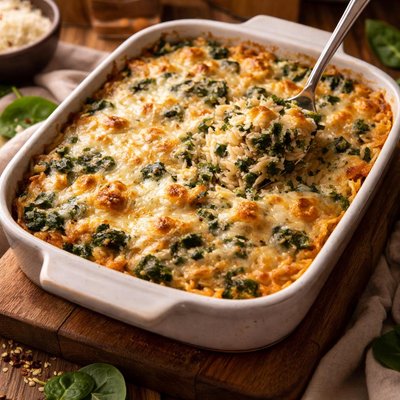 Image of Three Cheese Spinach Orzo Bake