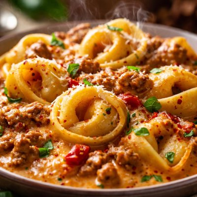 Image of Three Cheese Tortellini with Creamy Italian Sausage Marinara