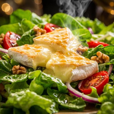 Image of Three Green Salad with Warm Brie