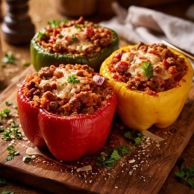 Image of Three Meat Stuffed Peppers